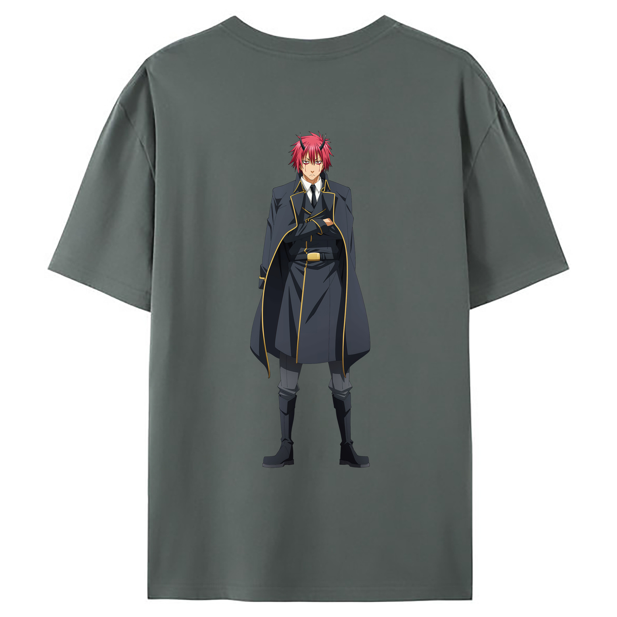 （画像用） 転スラ Regarding Reincarnated to Slime 綿100％ メンズ半袖Tシャツ（バックプリント） 通気性